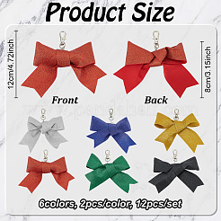 12 шт. 6-х цветный полиэстеровый бант-подвеска&nbsp;HJEW-PH01954