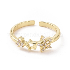 Прозрачное кубическое циркониевое кольцо-манжета с выдолбленной звездой&nbsp;RJEW-E072-23G