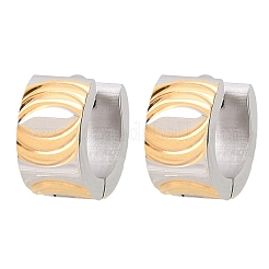 Двухцветные серьги-кольца из нержавеющей стали 304 в полоску&nbsp;EJEW-L307-04GP-03