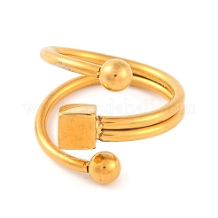 Ионное покрытие (ip) 304 нержавеющая сталь квадратные круглые манжеты открытые кольца для женщин&nbsp;RJEW-S414-07B-G