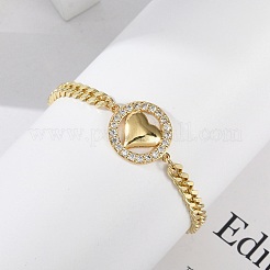 Латунные браслеты с микропаве из чистого кубического циркония&nbsp;LS-BJEW-M050-03G-02