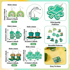 5 пара железных сережек-подвесок EJEW-TA00614