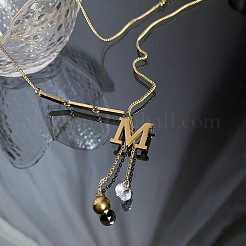 Ожерелья из нержавеющей стали 304 с прозрачным кубическим цирконием и буквой М для женщин FS-WG85B8F-01