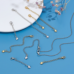 8 шт. 4-х стилевая латунная удлинительная цепь с подвесками в виде сердечек и застежкой-карабином&nbsp;FIND-ME0002-41