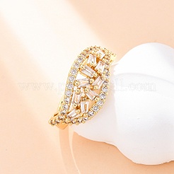 Кольца для женщин с микропаве из латуни и прозрачными кубическими цирконами&nbsp;RJEW-U047-26G