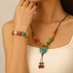 Наборы из бус и браслетов из фарфора в форме сердца FS-WGB3124-03