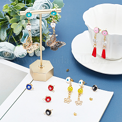 6 пара двухцветных экологически чистых латунных эмалевых сережек-гвоздиков&nbsp;KK-NB0001-77