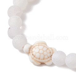 Браслеты из круглых бусин из натурального окрашенного выветренного агата BJEW-JB11078