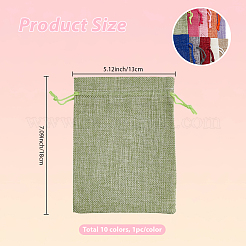 10 шт. 10-х цветные прямоугольные мешочки из мешковины&nbsp;ABAG-SP0001-50