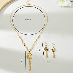 Винтажные комплекты из овальных железных серег и ожерелий с кисточками в стиле ближневосточного богемного стиля для женщин&nbsp;QM7256