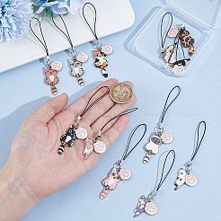 Ремешки для мобильных телефонов из сплава с эмалью и принтом «кошки и лапы»&nbsp;HJEW-AB00560