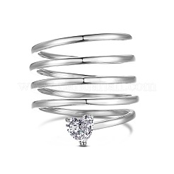 925 серебряное кольцо с микропаве из кубического циркония для женщин RJEW-A051-01P
