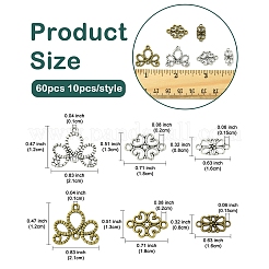 60 шт. 6 стиля тибетских звеньев/соединителей&nbsp;TIBE-YW0001-68-1