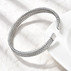 Плетеные браслеты-манжеты из нержавеющей стали 304 для женщин BJEW-A067-08P
