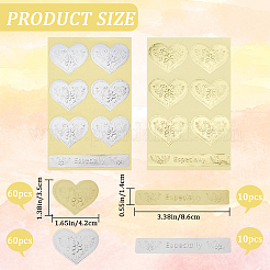 20 лист 2-х цветных бумажные самоклеящиеся наклейки с тиснением в форме сердца и прямоугольника DIY-CP0010-59