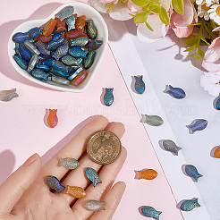 90 шт. 6-цветные стеклянные бусины-рыбки с полным покрытием из матового гальванического стекла&nbsp;EGLA-PA0001-17