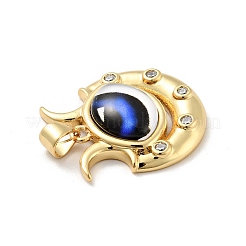 Подвеска в виде глаза с луной из латуни с микропаве из прозрачного кубического циркония&nbsp;KK-G419-12G-02