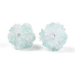 Бусины из полимерной глины со стразами и рельефными смоляными розами RESI-T059-04D