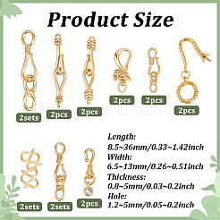 18 шт. 9 стиля латунных застежек-крючков и S-образных застежек&nbsp;KK-PH0013-63