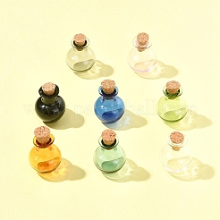 8шт 8 цвета круглые стеклянные пробковые бутылки орнамент BOTT-FS0001-04