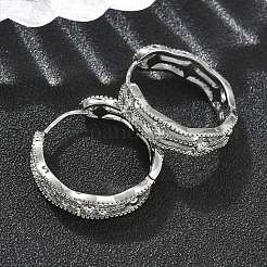 Прямоугольные серьги-кольца из латуни с прозрачным кубическим цирконием EJEW-D320-06P