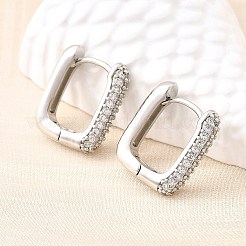 Латунные серьги-кольца из прозрачного кубического циркония EJEW-Z121-10P