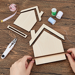 2 шт. 2 стиля держателей для карточек с вышивкой из дерева в форме домика ODIS-FH0001-19