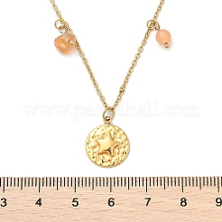 Ожерелья из нержавеющей стали 304 и стекла с плоским круглым кулоном в форме звезды для женщин NJEW-Z055-06G