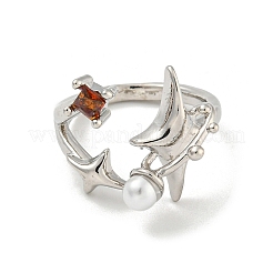 Открытое кольцо-манжета со стразами из цинкового сплава в форме звезды&nbsp;LS-RJEW-Z048-02P-01