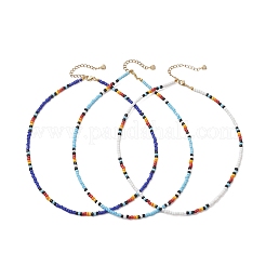 3 шт. Круглое ожерелье из бисера из стекла двух цветов&nbsp;NJEW-JN05908