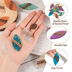 12шт 6 цвета прозрачной смолы и орехового дерева большие подвески&nbsp;WOOD-TA0002-46