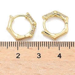 Серьги-кольца из латуни с микропаве из прозрачного кубического циркония в форме пятиугольника EJEW-Z102-04G