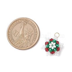 5 шт. подвески-снежинки из двухцветного стеклянного бисера&nbsp;PALLOY-MZ00815