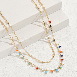 Разноцветные латунные и стеклянные бусины с кисточками PT2083