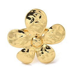 Цветочная стойка покрытие латунные манжеты кольца для женщин RJEW-G323-06G