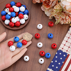 138 шт. 3-цветные деревянные европейские бусины с распылением на День независимости WOOD-GF0002-09