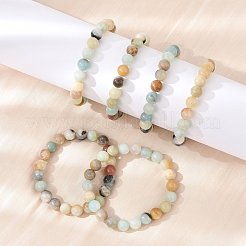 Натуральный цветок амазонитовые бусины эластичные браслеты BJEW-F380-01-B09