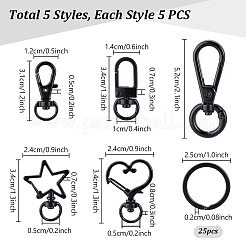 30 шт. 6 стиля поворотных застежек из цинкового сплава и разъемных колец для ключей&nbsp;FIND-PH0024-77