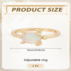 1 шт. кольца из латуни с синтетическим опалом черепахового цвета&nbsp;RJEW-LP0002-84