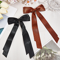 Заколки для волос из кожи аллигатора с большим бантом из полиэстера AJEW-CP0008-42B-02