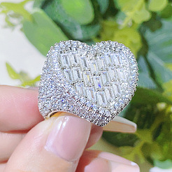 Кольца для женщин с микропаве из латуни и прозрачными кубическими цирконами&nbsp;FS-WG571C7-06