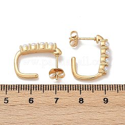 Прямоугольные серьги-гвоздики из пластика с имитацией жемчуга из нержавеющей стали 304&nbsp;LS-EJEW-M105-09G