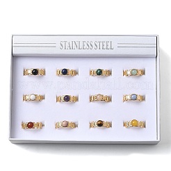 Круглые натуральные смешанные кольца из камня RJEW-C119-04G