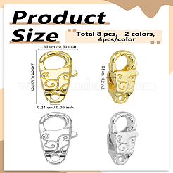 8 шт. 2-х цветные латунные карабины-клешни&nbsp;KK-LP0004-41