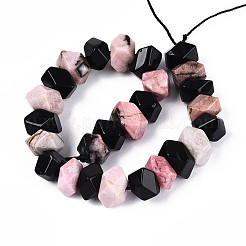 Нити из натуральных бусин обсидиана и родонита&nbsp;G-N358-01A-04