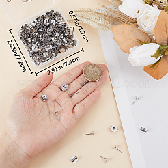 100 шт. 2 размера сережек-гвоздиков из нержавеющей стали 304 STAS-BBC0001-76