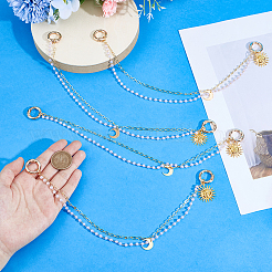 4 шт. акриловые жемчужные и латунные цепочки для ремней для ботинок&nbsp;HJEW-DR00228