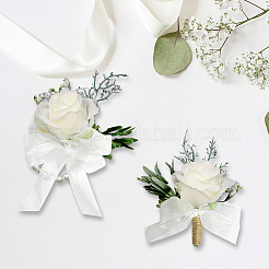 Броши из шелковой ленты и запястье AJEW-WH0285-23