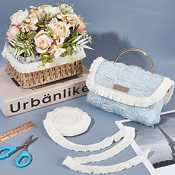 40 ярд хлопчатобумажной кружевной ленты с кисточками для одежды DIY-PH0031-34B