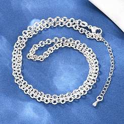 Ожерелья-цепочки типа «роло» из латуни толщиной 4 мм с текстурой&nbsp;NJEW-L012-05S